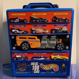 Vintage Blue Hot Wheels Rolling Take A Long Case Style #20375 Holds 100 Cars